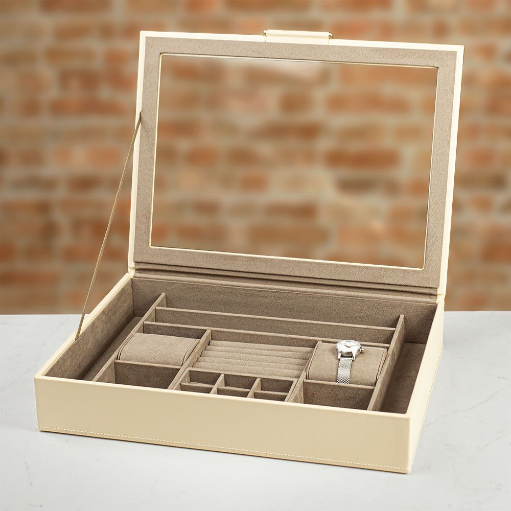 WOLF Leather Jewellery Box with Window | Gifts for Mother's Day