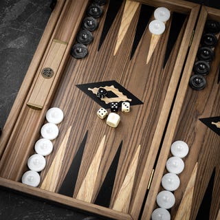 Inlaid Walnut Wood Backgammon Set - Medium