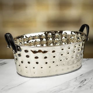 Champagne Bath with Black Leather Handles