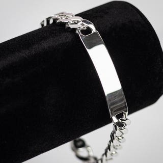 Gents Sterling Silver Flat Curb ID Bracelet - 8.5”