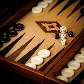 Manopoulos Oak Wood Backgammon Set - Tournament