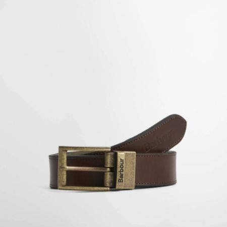 Barbour Reversible Transport Leather Belt - Dusky Green/Dark Brown
